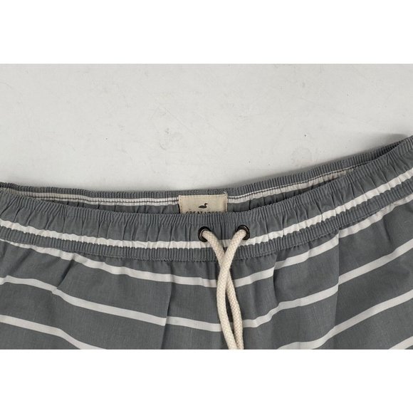 Great Lakes Swimwear Men's Trunks Gray White Stripe Liner Medium Drawstring - Picture 2 of 5